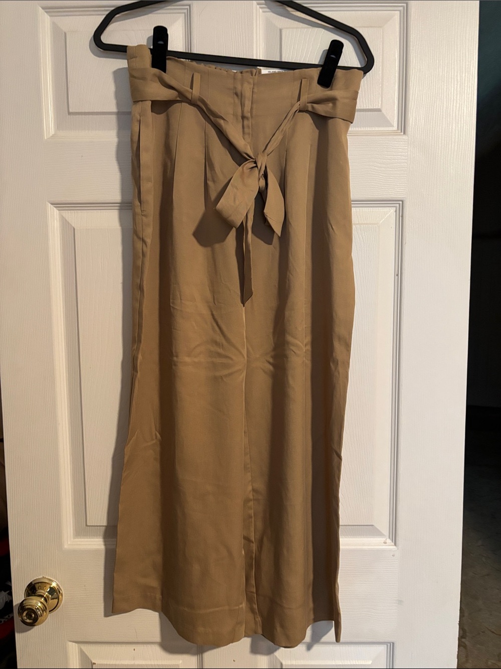 Alfani Wide-Leg Pant with Tie in Tan